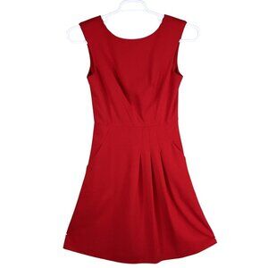 Calvin Klein Women 2 Little Red Dress Sleeveless Pockets Fit & Flare Career Wear